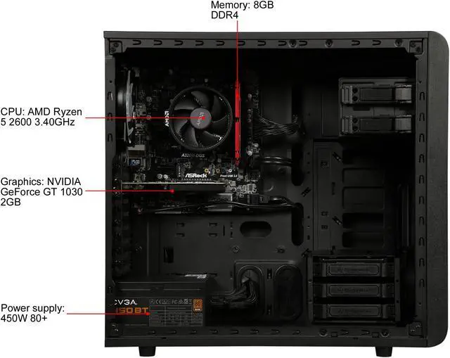 Alt view image 6 of 8 - CyberpowerPC Desktop Computer Gamer Master 2063 Intel Core i7-2600 8GB DDR4 1TB HDD NVIDIA GeForce GT 1030 Windows 10 Home 64-bit