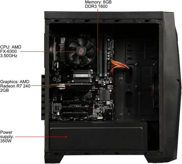 Alt view image 6 of 9 - CyberpowerPC Desktop Computer Gamer Ultra 2229X AMD FX-Series FX-6300 8GB DDR3 1TB HDD AMD Radeon R7 240 Windows 10 Home 64-bit