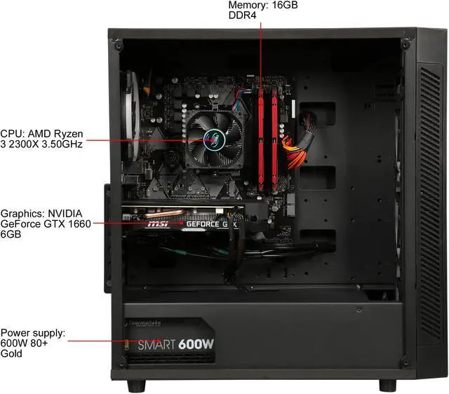 Alt view image 12 of 16 - CyberpowerPC Gaming Desktop Gamer Master 2365X AMD Ryzen 3 2300X 16GB DDR4 1TB HDD 240GB SSD GeForce GTX 1660 Windows 10 Home 64-bit