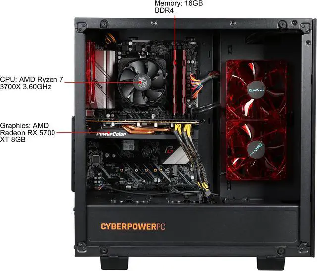 Alt view image 6 of 9 - CyberpowerPC - Gaming Desktop PC - AMD Ryzen 7 3700X (3.60 GHz) AMD Radeon RX 5700 XT 16 GB DDR4 512 GB SSD Windows 10 Home 64-bit Gamer Master 3765XT