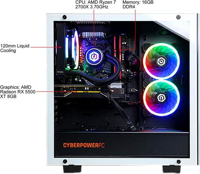 Cyberpowerpc Rx650 CyberpowerPC Gaming Desktop Gamer Master 99508 AMD Ryzen 7 2700X 16GB ...