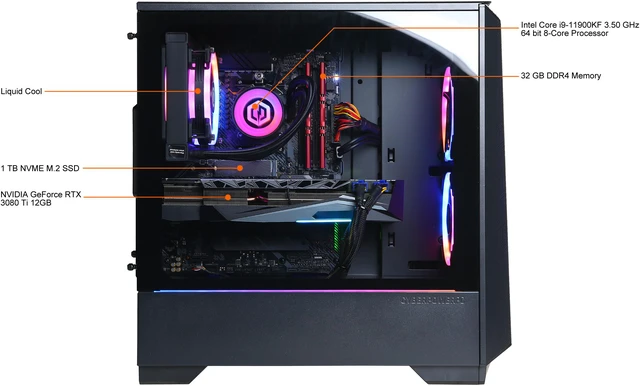 Alt view image 6 of 6 - CyberpowerPC Gaming Desktop Gamer Xtreme GX60110LQ Intel Core i9-11900KF 32GB DDR4 2TB HDD 1TB SSD GeForce RTX 3080 Ti Windows 10 Home 64-bit