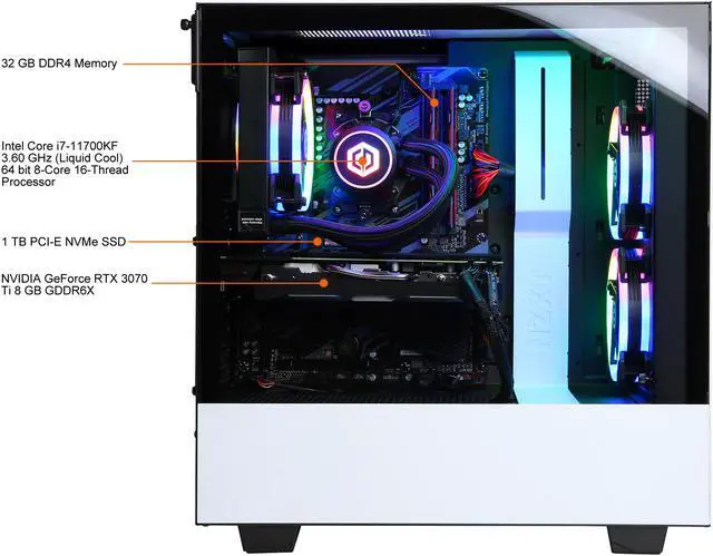 Alt view image 8 of 8 - CyberpowerPC Gaming Desktop Gamer Supreme SLC10900 Intel Core i7-11700KF 32GB DDR4 2TB HDD 1TB PCIe SSD GeForce RTX 3070 Ti Windows 10 Home 64-bit