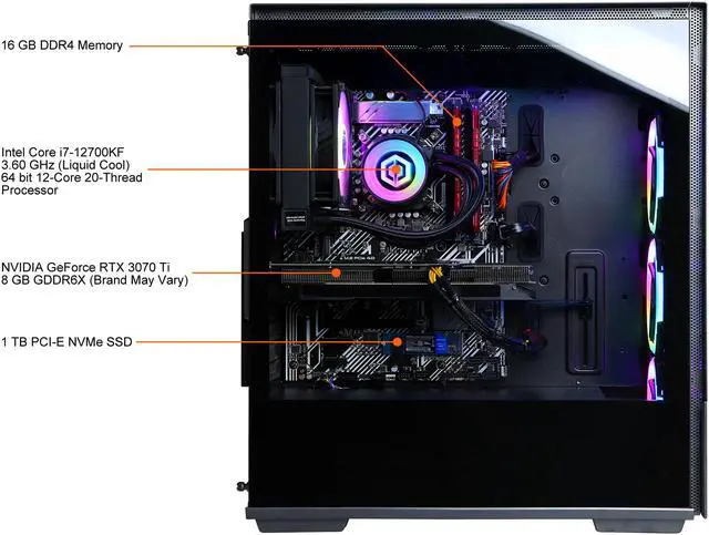 Alt view image 8 of 8 - CyberpowerPC Gaming Desktop Gamer Supreme SLC10760CPGV2 Intel Core i7-12700KF 16GB DDR4 1TB PCIe SSD GeForce RTX 3070 Ti Windows 11 Home 64-bit