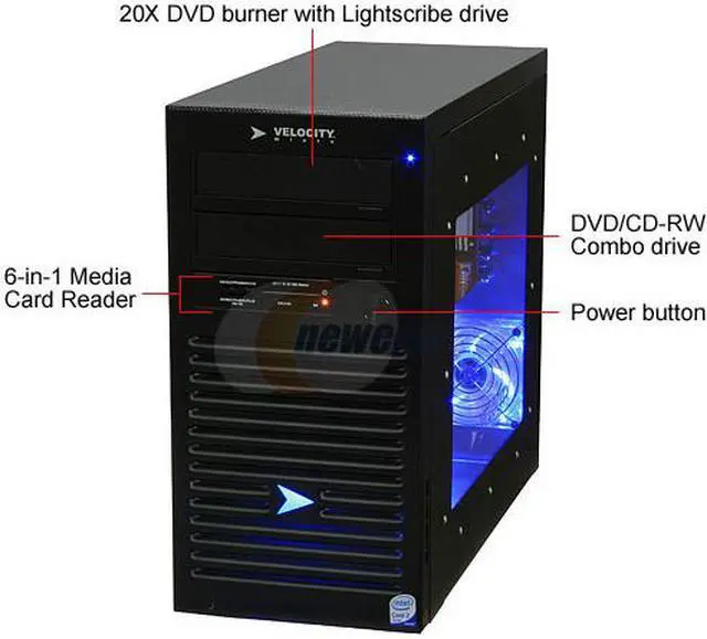 Alt view image 4 of 18 - Velocity Micro Desktop PC Edge Mx215 Intel Core 2 Quad Q8200 4GB DDR2 750GB HDD ATI Radeon HD 4850 Windows Vista Home Premium 64-bit