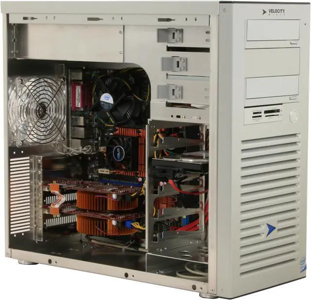 Alt view image 12 of 19 - Velocity Micro Desktop PC Edge Gx325 Intel Core 2 Quad Q9300 4GB DDR2 500GB HDD Dual ATI Radeon HD 4850 Windows Vista Home Premium 64-bit