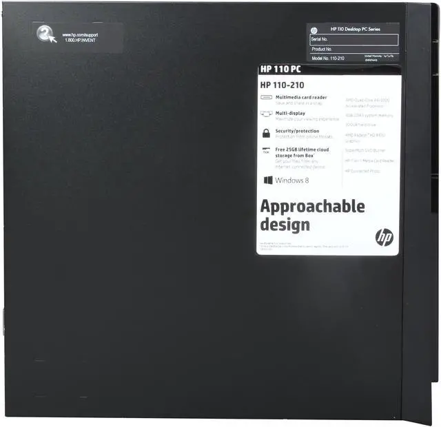 Alt view image 4 of 9 - HP Desktop PC 110-210 (F3D15AA#ABA) AMD A4-5000 4GB DDR3 500GB HDD AMD Radeon HD 8330 Windows 8.1 64-Bit
