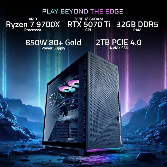 Alt view image 10 of 15 - GIGABYTE AORUS PRIME 5 Gaming Desktop PC, AMD Ryzen 7 9700X, GIGABYTE RTX 5070 Ti, 32GB DDR5, 2TB SSD, Windows 11, Black