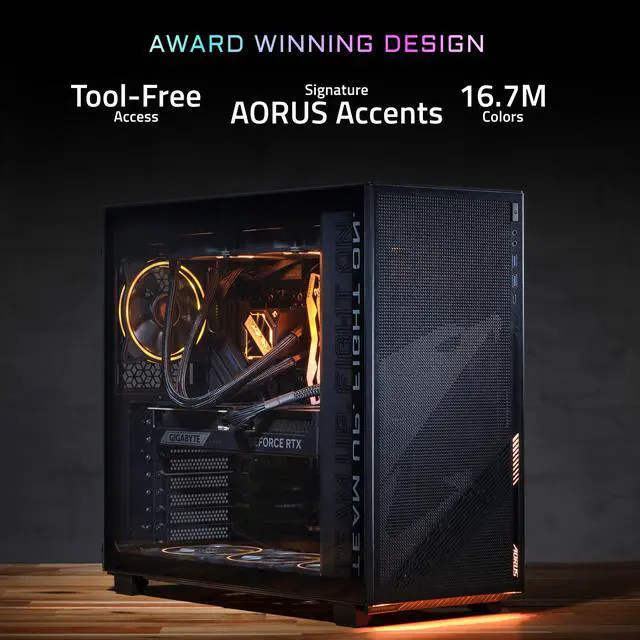 Alt view image 14 of 15 - GIGABYTE AORUS PRIME 5 Gaming Desktop PC, AMD Ryzen 7 9700X, GIGABYTE RTX 5070 Ti, 32GB DDR5, 2TB SSD, Windows 11, Black