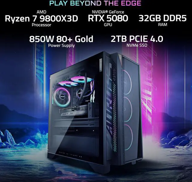 Alt view image 10 of 16 - GIGABYTE AORUS PRIME 5 Gaming Desktop PC, AMD Ryzen 7 9800X3D, GIGABYTE RTX 5080, 32GB DDR5, 2TB PCIe 4.0 SSD, Windows 11 Home, Black