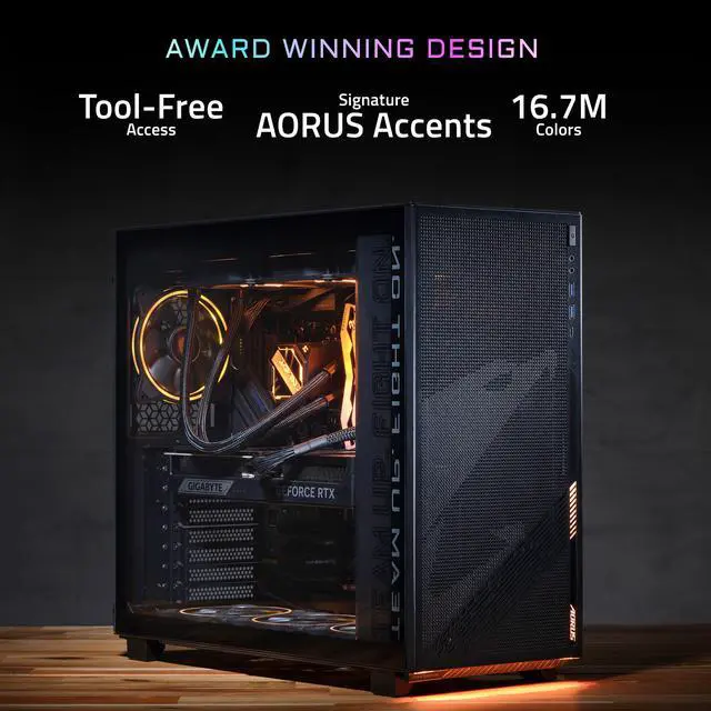 Alt view image 16 of 16 - GIGABYTE AORUS PRIME 5 Gaming Desktop PC, AMD Ryzen 7 9800X3D, GIGABYTE RTX 5080, 32GB DDR5, 2TB PCIe 4.0 SSD, Windows 11 Home, Black