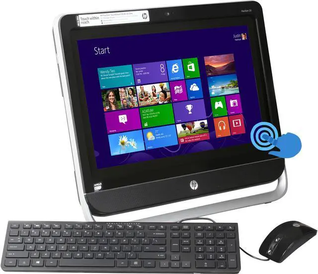 Main image of HP All-in-One PC TouchSmart 20-f230 (H5P48AA#ABA) AMD E1-Series E1-2500 4GB DDR3 500GB HDD 20.0" Touchscreen Windows 8