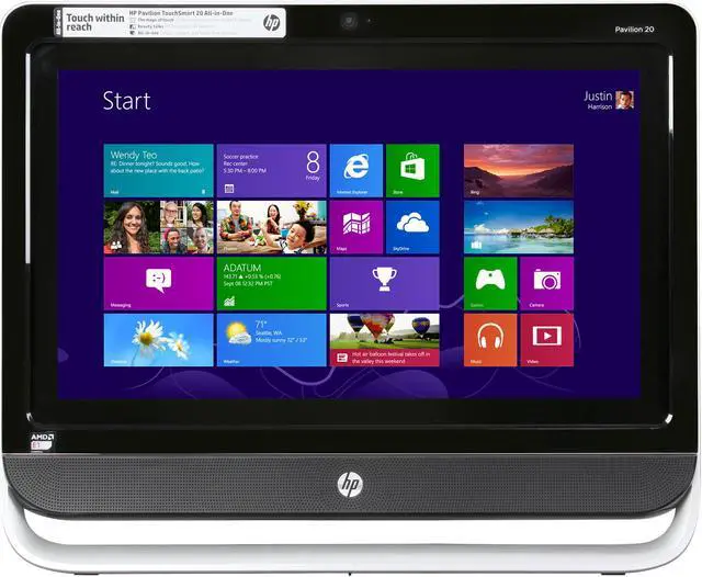 Alt view image 2 of 7 - HP All-in-One PC TouchSmart 20-f230 (H5P48AA#ABA) AMD E1-Series E1-2500 4GB DDR3 500GB HDD 20.0" Touchscreen Windows 8