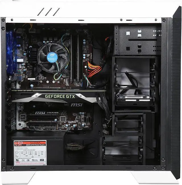Alt view image 6 of 10 - CybertronPC VR Ready Gaming Desktop PC Titanium-1080X (White with Blue) Intel Core i7-6700K 16GB DDR4 1TB HDD GeForce GTX 1080 Windows 10 Home 64-Bit