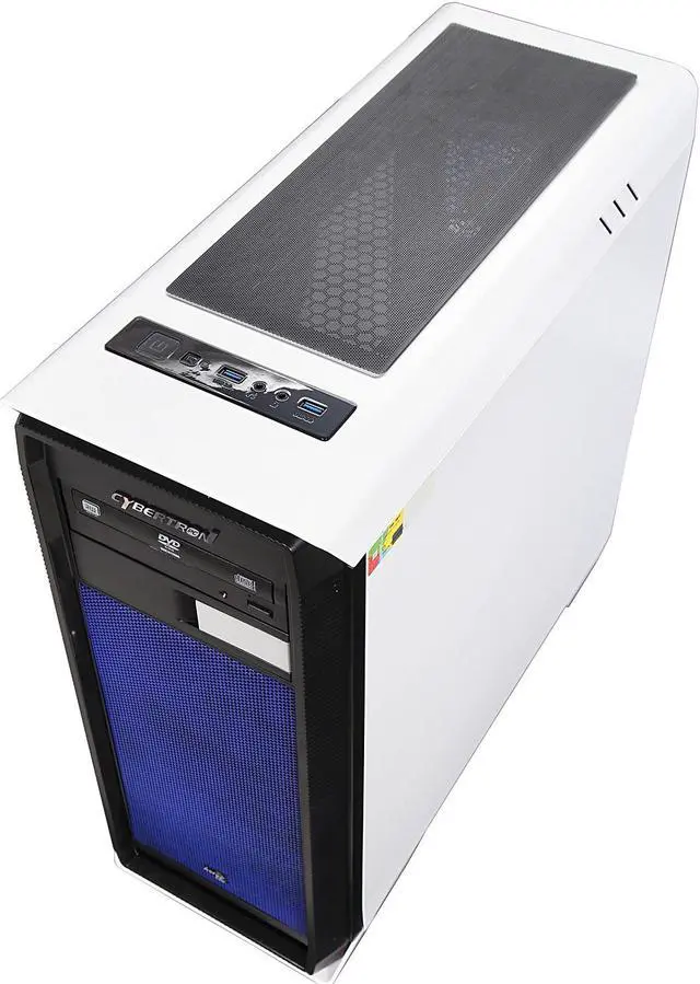 Alt view image 8 of 10 - CybertronPC VR Ready Gaming Desktop PC Titanium-1080X (White with Blue) Intel Core i7-6700K 16GB DDR4 1TB HDD GeForce GTX 1080 Windows 10 Home 64-Bit