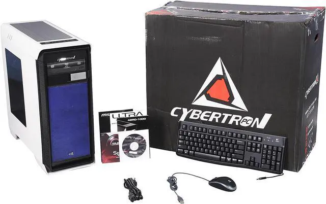 Alt view image 10 of 10 - CybertronPC VR Ready Gaming Desktop PC Titanium-1080X (White with Blue) Intel Core i7-6700K 16GB DDR4 1TB HDD GeForce GTX 1080 Windows 10 Home 64-Bit