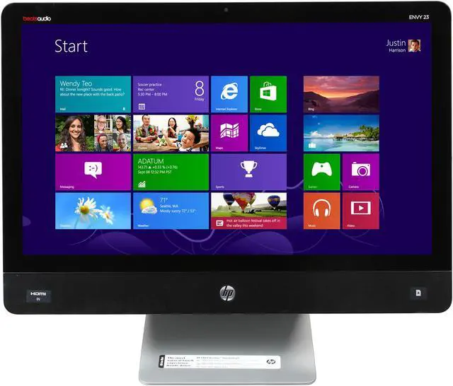Alt view image 2 of 9 - HP Desktop PC ENVY 23-k110 (F3D51AA#ABA) Intel Core i3-4130T 4GB DDR3 1TB SATA 6G Solid State Hybrid Drive with 8GB SSD acceleration cache HDD 23" Touchscreen Windows 8.1