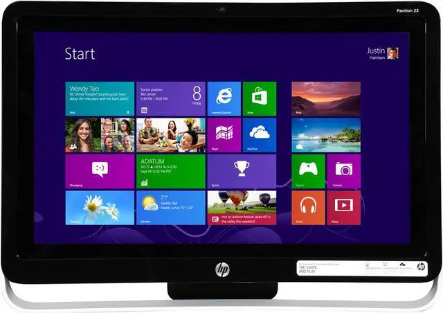 Alt view image 2 of 7 - HP All-in-One PC Pavilion TouchSmart 23-h110 AMD A8-6500T 4GB DDR3 500GB HDD AMD Radeon HD 8550D Windows 8.1 64-Bit