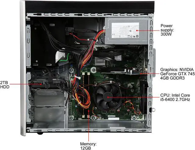 Alt view image 6 of 9 - HP Desktop PC ENVY 750-197C Intel Core i5-6400 12 GB 2TB HDD NVIDIA GeForce GTX 745 Windows 10 Home