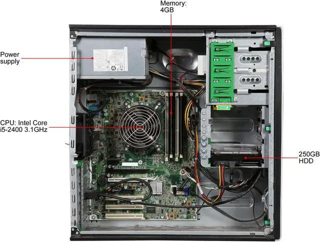 Alt view image 6 of 9 - HP Compaq Grade A Desktop PC 8200 Elite Intel Core i5-2400 4 GB 250GB HDD Intel HD Graphics 2000 Windows 10 Home 64-Bit