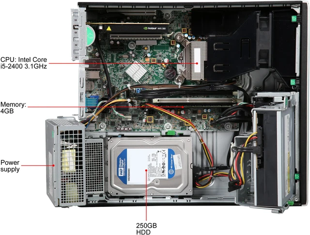 Alt view image 7 of 8 - HP Compaq Grade A Desktop PC 8200 Elite Intel Core i5-2400 4 GB 250GB HDD Intel HD Graphics 2000 Windows 10 Home 64-Bit
