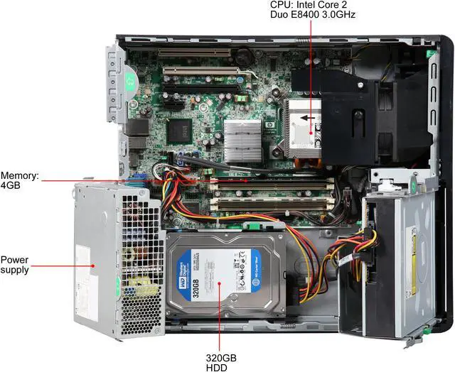 Alt view image 6 of 7 - HP Compaq Grade A Desktop PC dc7900 Intel Core 2 Duo E8400 4 GB 320GB HDD Windows 10 Home 64-Bit
