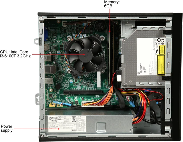 Alt view image 6 of 9 - HP Desktop Computer Slimeline 260-p037c Intel Core i3-6100T 6 GB 1TB HDD Windows 10 Home
