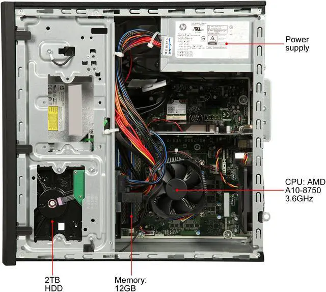 Alt view image 6 of 9 - HP Desktop Computer Pavilion 550-339 AMD A10-8750 12 GB 2TB HDD Windows 10 Home