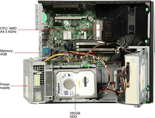 Alt view image 6 of 8 - HP Desktop Computer 6305 - SFF 3.40GHz 4 GB 250GB HDD Windows 10 Home 64-Bit