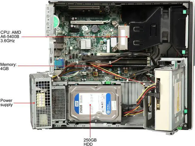 Alt view image 7 of 8 - HP Desktop Computer 6305 AMD A6-5400B 4 GB 250GB HDD AMD Radeon HD 7540D Windows 7 Professional