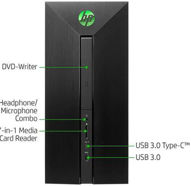 Alt view image 4 of 5 - HP Desktop Computer Pavilion 580-130 AMD Ryzen 5 1400 8GB DDR4 1TB HDD AMD Radeon RX 580 Windows 10 Home 64-bit