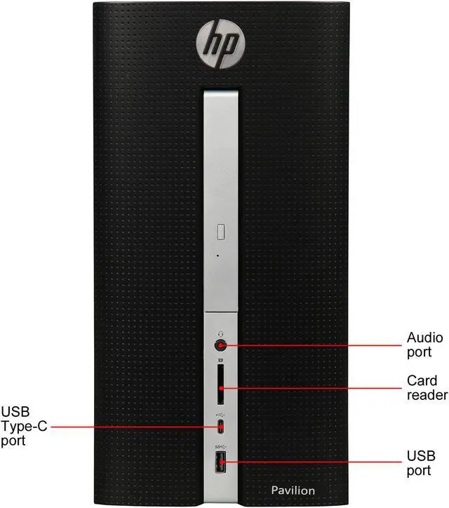 Alt view image 2 of 9 - HP Grade A Desktop Computer Pavilion 570-P054 Intel Core i3-7100 4GB DDR4 1TB HDD Intel HD Graphics 630 Windows 10 Home 64-Bit