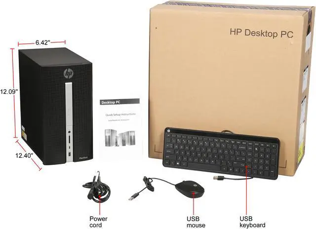 Alt view image 9 of 9 - HP Grade A Desktop Computer Pavilion 570-P054 Intel Core i3-7100 4GB DDR4 1TB HDD Intel HD Graphics 630 Windows 10 Home 64-Bit