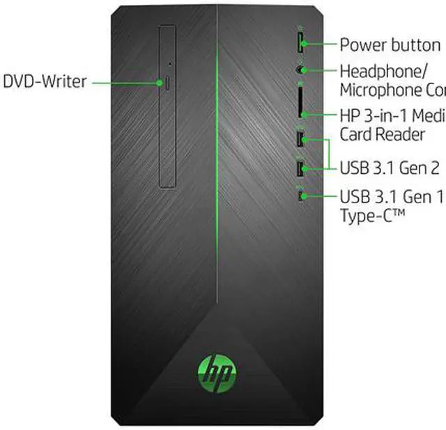 Alt view image 4 of 6 - HP Gaming Desktop Pavilion 690-0029 Ryzen 7 2700 (3.20 GHz) 16 GB DDR4 2 TB HDD 128 GB SSD AMD Radeon RX 580 Windows 10 Home 64-Bit