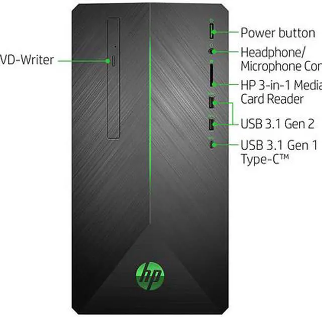 Alt view image 4 of 6 - HP Gaming Desktop Pavilion 690-0019 Ryzen 5 2400G (3.60 GHz) 8 GB DDR4 2 TB HDD 128 GB SSD AMD Radeon RX 550 Windows 10 Home 64-Bit