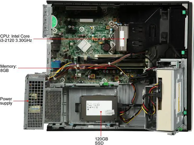 Alt view image 7 of 8 - HP Grade B Desktop Computer 6300 Intel Core i3-2120 8GB DDR3 120GB SSD Windows 10 Pro