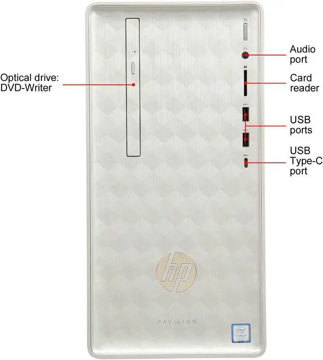 Alt view image 2 of 9 - HP Gaming Desktop Pavilion 590-p0057c Intel Core i5-8400 16GB DDR4 1TB HDD AMD Radeon RX 550 Windows 10 Home 64-bit