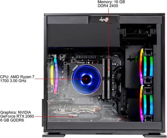 Alt view image 6 of 9 - SkyTech Legacy Mini - Ryzen 7 1700, 16 GB DDR4, 500 GB SSD, GeForce RTX 2060, Windows 10 Home - Gaming Desktop (ST-LEGACYMINI-1700-2060)