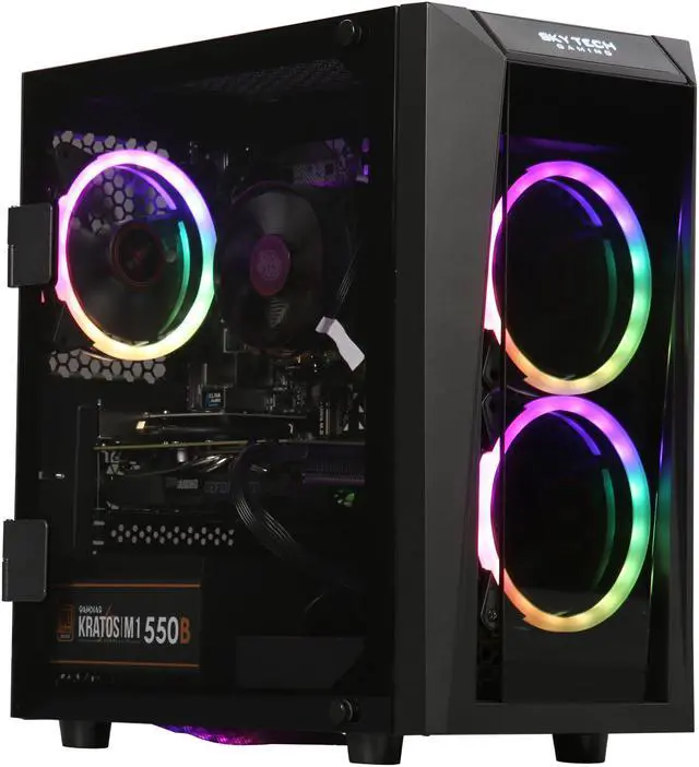 Alt view image 8 of 19 - SkyTech - Gaming Desktop PC - Ryzen 5 2600 (3.40 GHz), NVIDIA GeForce GTX 1660 6 GB, 500 GB SSD, 8 GB DDR4, RGB, AC WiFi, Windows 10 Home 64-bit, Blaze II