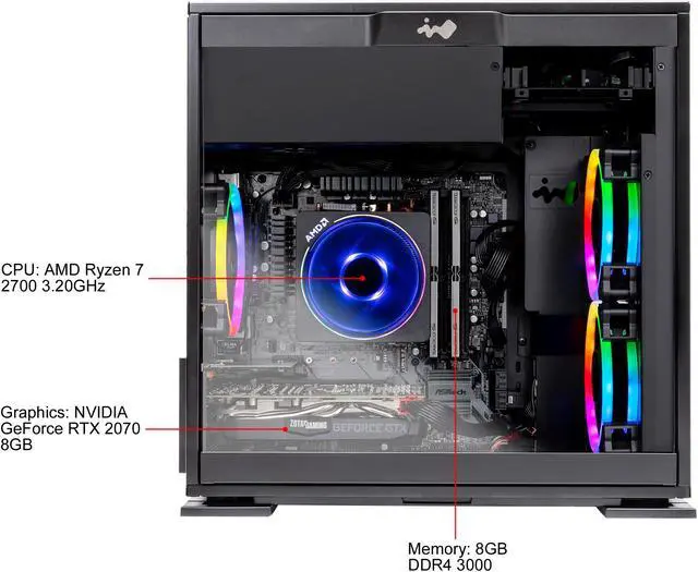 Alt view image 9 of 9 - SkyTech - Gaming Desktop PC - AMD Ryzen 7 2700 (8-Core 3.2 GHz) NVIDIA GeForce RTX 2070 (8 GB) 8 GB DDR4 500 GB SSD AC WiFi Windows 10 Home 64-bit Legacy Mini