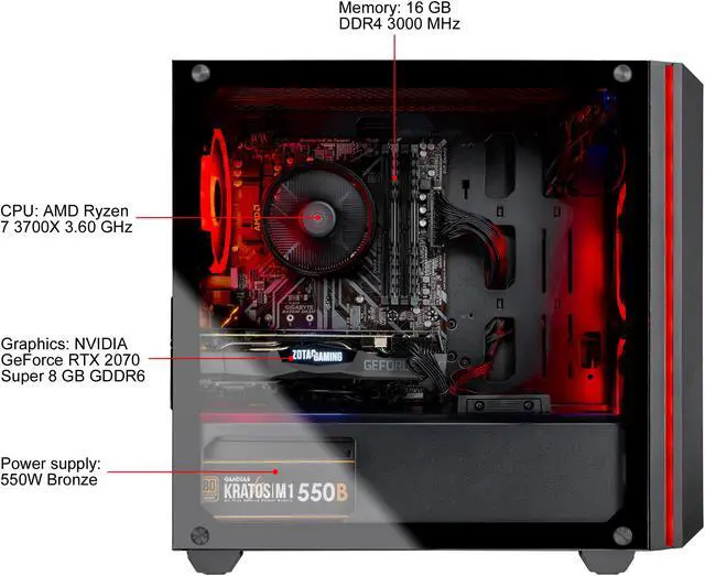 Alt view image 7 of 12 - Skytech Chronos Mini - Ryzen 7 3700X, RTX 2070 SUPER, 1 TB SSD, 16 GB DDR4, Stock RGB Heatsink, Windows 10 Home, 802.11ac Wi-Fi - Gaming Desktop (ST-Chronosmini-0072)