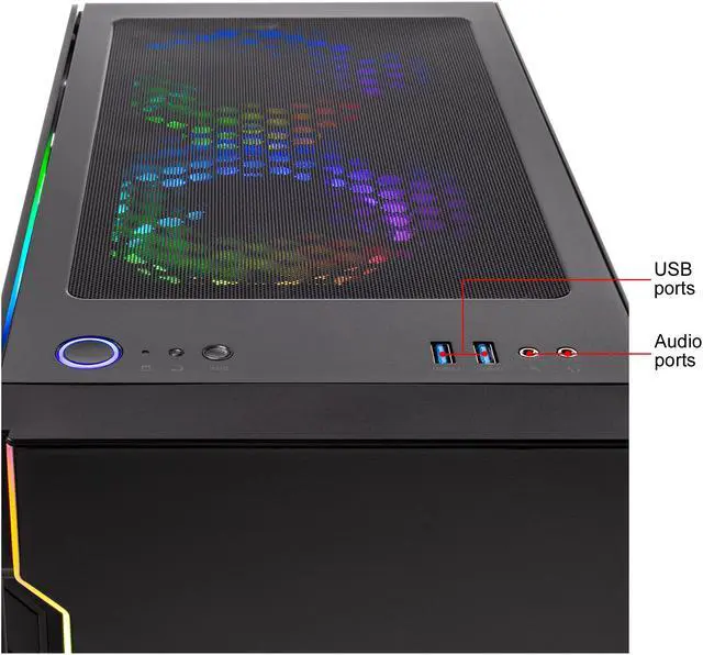 Alt view image 6 of 8 - Skytech Shadow Gaming Computer PC Desktop - Intel i7 9700K 3.6 GHz, RTX 2070 8 GB, 1 TB SSD, 16 GB DDR4 3000 MHz, 120mm AIO, Windows 10 Home 64-bit, 802.11ac Wi-Fi, 600W Gold