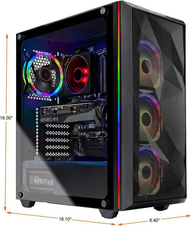 Alt view image 2 of 7 - Skytech Chronos Gaming PC Desktop - AMD Ryzen 7 3700X 3.60 GHz, RTX 3070 8 GB, 16 GB DDR4 3200, 1 TB NVMe SSD, B550 Motherboard, 650W Gold PSU, Windows 10 Home 64-bit, AC WiFi