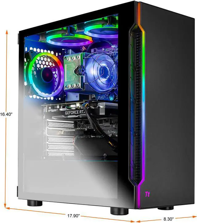 Alt view image 2 of 6 - Skytech Shadow Gaming Computer PC Desktop - Core i7-9700KF 8-Core 3.60 GHz, RTX 2060 6 GB, 1 TB SSD, 16 GB DDR4 3000, RGB Fans, AC WiFi, Windows 10 Home 64-bit, Black
