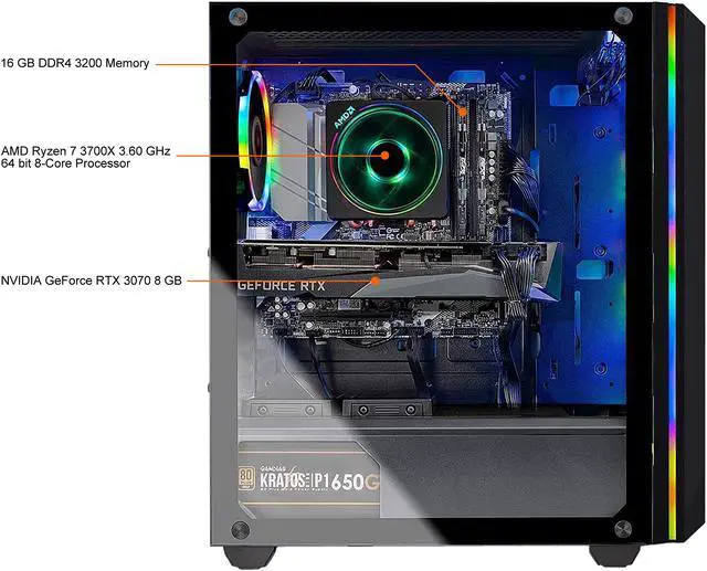 Alt view image 5 of 7 - Skytech Gaming Desktop Chronos AMD Ryzen 7 3700X 16GB DDR4 1TB SSD GeForce RTX 3070 Windows 10 Home