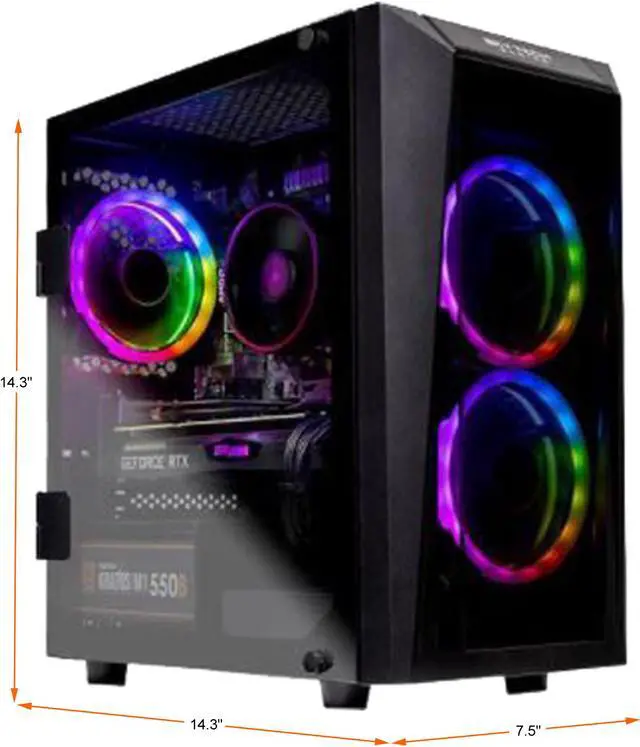 Alt view image 2 of 3 - Skytech Blaze II Gaming Computer PC Desktop - Ryzen 5 3600 3.6GHz, RTX 2070 SUPER 8G, 500GB SSD, 16GB DDR4 3000MHz, RGB Fans, Windows 10 Home 64-bit, Air Cooler, 802.11ac Wi-Fi (Refurbished)