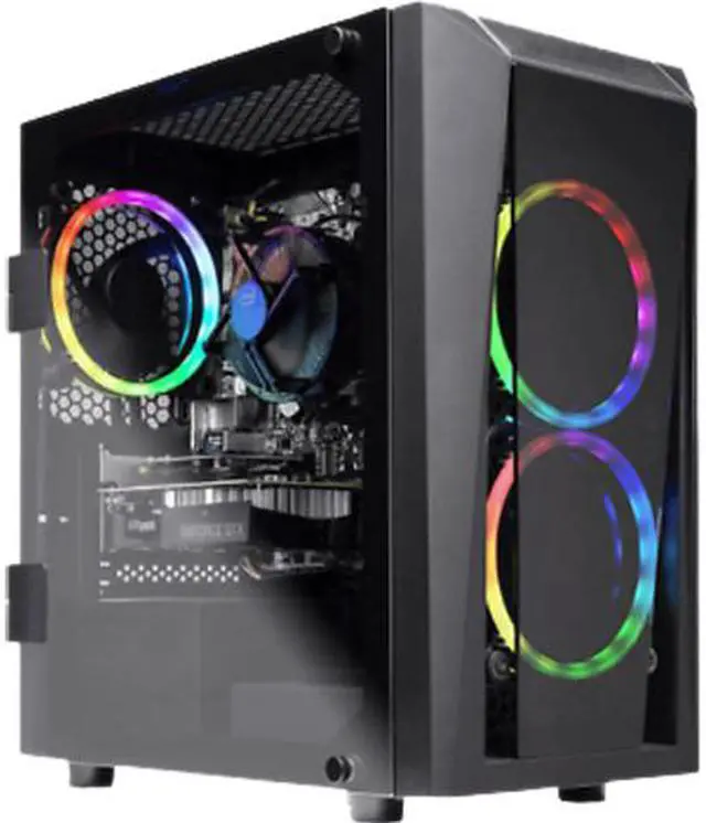 Skytech Blaze 2.0 Gaming Computer PC Desktop - Intel i5-10400F, GTX 1650, 500GB SSD, 16GB DDR4 3200, RGB Fans, AC WiFi, Windows 10 Home 64-Bit, Black