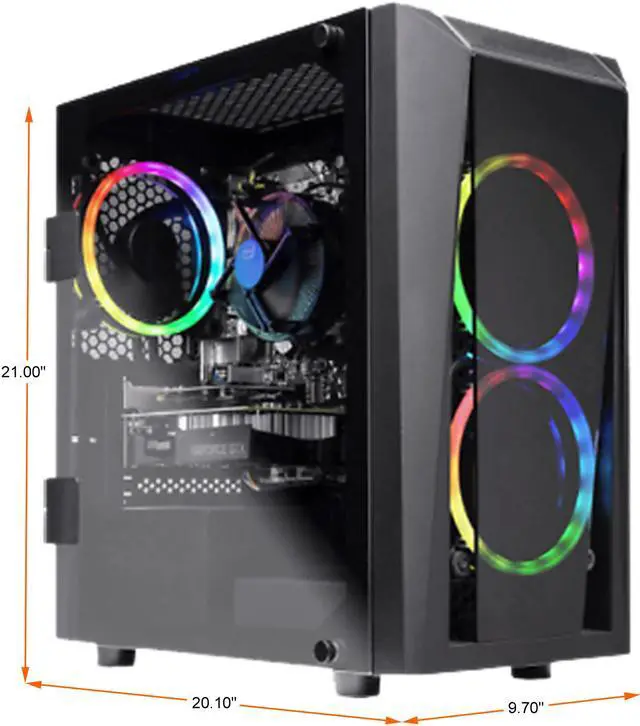 Alt view image 4 of 4 - Skytech Blaze 2.0 Gaming Computer PC Desktop - Intel i5-10400F, GTX 1650, 500GB SSD, 16GB DDR4 3200, RGB Fans, AC WiFi, Windows 11 Home 64-bit, Black
