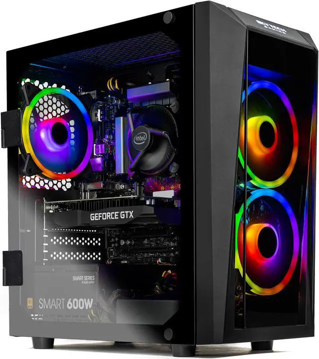 Main image of Skytech Blaze 2 Gaming PC Desktop - Intel i3- 10100F, GTX 1650, 16GB DDR4 3200, 500GB SSD, RGB Fans, AC Wi-Fi, Windows 10 Home 64-bit, Black