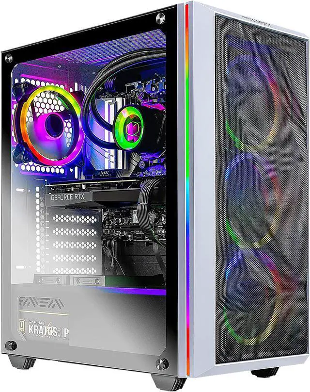 Skytech Chronos Gaming PC Desktop - Intel i7-11700F, RTX 3070 8GB, 16GB DDR4 3200, 1TB NVMe SSD, RGB Fans, AC Wi-Fi, Windows 10 Home 64-bit, White